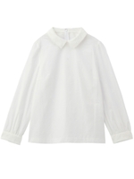 ジャカード切り替えシャンブレーブラウス/ホワイト(001)