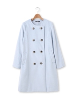 ダブルブレストノーカラーコート/グレー(012)