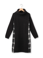 チェックコンビワンピース/ダークグレー(013)