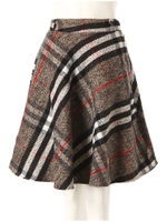 チェックフレアミディスカート/グレー