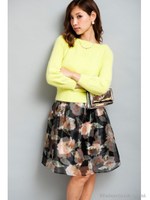 フラワーオーガンジースカート/ベージュ