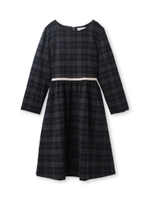 先染フラノチェックワンピース/ブルー系(294)