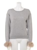 袖ファーニット/チャコールグレー