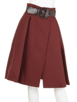 ウエストベルトラップスカート/茶