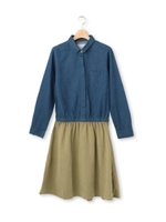 デニム切り替えドッキングワンピース/ライトベージュ(051)