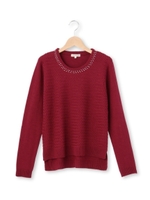 バスケット編みニットプルオーバー/レッド(062)