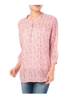 ヘンリーネックデザイン七分袖ブラウス/ホワイト(001)