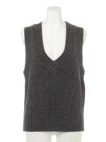 ラムウールVネックベスト/チャコールグレー