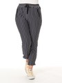 ・カットソー裾ねじりゆるパンツ/Stripe Navy