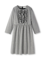 グレンチェックフリルワンピース/チャコールグレー(214)