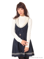 セーラー襟ジャンパードレス/ワイン