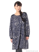 フォークロアかけっこプリントワンピース/ブラック