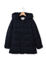 裾リボンダウンコート/ブルー系(094)