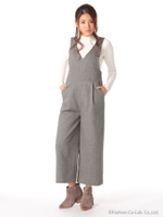 Vネックサロペット/クロ