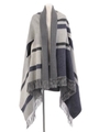 【BED&BREAKFAST】Stripe Stole Poncho/GRAY