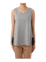 シアーチェック切り替えノースリーブカットソー/グレー系(012)