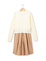 ニット+ワンピースセット/ホワイト系(002)