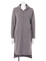 バックロゴ裏起毛スリットパーカーワンピース/BK