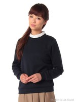 パール付きハイネック付け衿プルオーバー/Navy