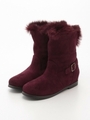ファーショートブーツ/ワイン/ワイン