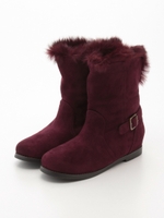 ファーショートブーツ/ワイン/ワイン
