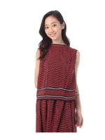 幾何学柄スタンドカラーシャツ/ダークオレンジ(168)