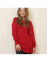 CABLE BROKEN KNIT/O,WHT