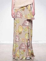 FLOWER LINEN PRINT MAXI SKIRT/ベージュ