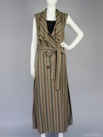 RAYON LINEN STRIPE GILLET/カーキ