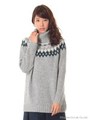オフタートルノルディックニットチュニック/Light Gray Mixture