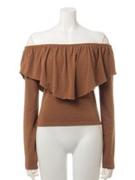 フリルオフショルTOPS/ワイン