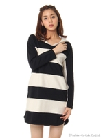 FR ボーダーセーラーOP/ベージュ×黒