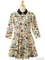 Oクラウドフラワーエリツキワンピ/イエロー