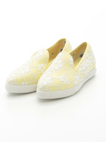 【R&E】ポインテッドトゥレーススリッポン/イエロー