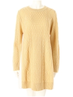 サイドシフォンケーブル編みニットワンピース/ベージュ