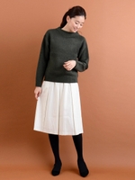 ストライプミモレスカート/オフ／柄