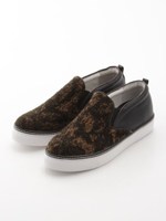 ツィード／フラワープリント　スリッポン/カーキ