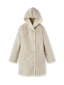 ビッグフード付き裏ボアムートン風コート/ライトベージュ(051)