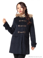 【泉里香着用】ファー付ダッフルコート/ウスハイ