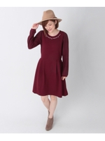 ふくれジャガードレースワンピース/ワインレッド(063)