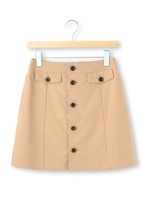 フロントボタン留めミニスカート/ブラック(019)