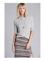 リネン混ニットプルオーバー/ボルドー(064)