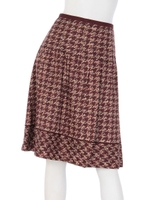 [大きいサイズ]千鳥リバティプリントスカート/ボルドー