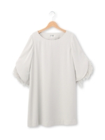 袖フェザーワンピース/ライトグレー(111)