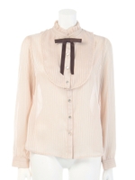 【Fi.n.t】ヨーク付きシアーストライプブラウス/BEIGE