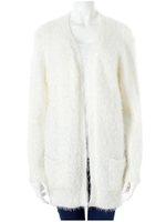 【デコログコラボ】シャギーロングニットカーデ/ホワイト