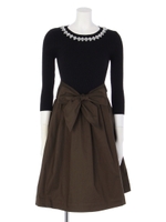 ビジュー調コンビワンピース/ピンク