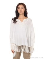 フリンジポンチョブラウス/ホワイト