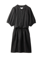 リネン混ギャザーシャツワンピース/ブラック(019)