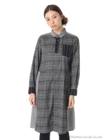 先染めチェックMIXワンピース/ブラウン